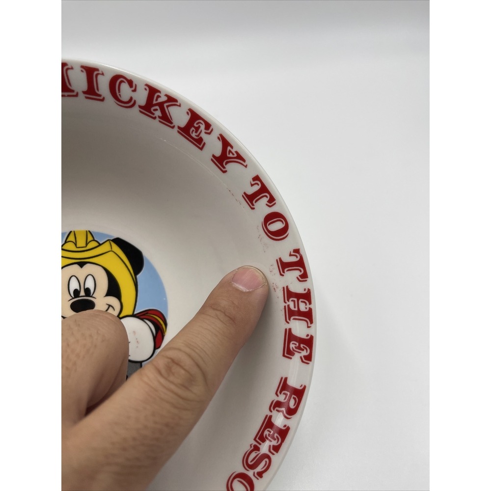 MICKEY TO THE‎ RESCUE Disney 7" RARE Mouse CERAMIC Bowl FIREFIGHTER White #08 - Picture 9 of 9